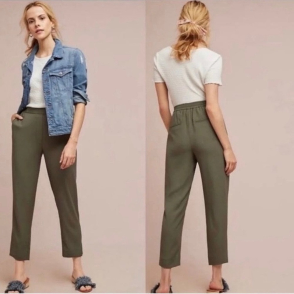Anthropologie the essential pull-on green trouser